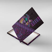 Hawaiian Abstract Sea Turtle Canvas Wall Art Polynesian Tapa Art and Kakau Tattoo Purple WaterColor - Polynesian Pride