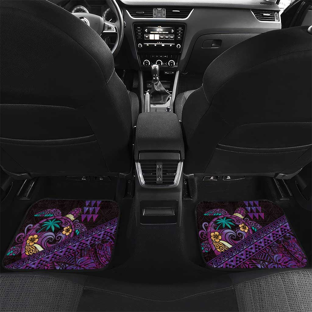 Hawaiian Abstract Sea Turtle Car Mats Polynesian Tapa Art and Kakau Tattoo Purple WaterColor - Polynesian Pride