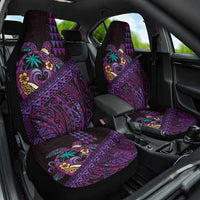 Hawaiian Abstract Sea Turtle Car Seat Cover Polynesian Tapa Art and Kakau Tattoo Purple WaterColor - Polynesian Pride