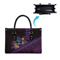 Hawaiian Abstract Sea Turtle Leather Bag Polynesian Tapa Art and Kakau Tattoo Purple WaterColor - Polynesian Pride