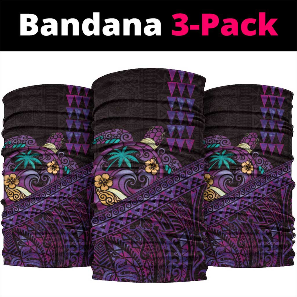 Hawaiian Abstract Sea Turtle Neck Gaiter Polynesian Tapa Art and Kakau Tattoo Purple WaterColor - Polynesian Pride