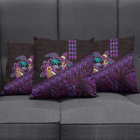 Hawaiian Abstract Sea Turtle Pillow Cover Polynesian Tapa Art and Kakau Tattoo Purple WaterColor - Polynesian Pride