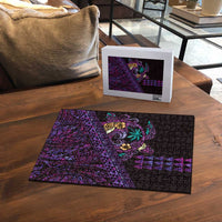 Hawaiian Abstract Sea Turtle Puzzle Polynesian Tapa Art and Kakau Tattoo Purple WaterColor - Polynesian Pride