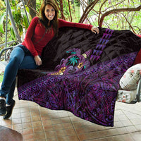 Hawaiian Abstract Sea Turtle Quilt Polynesian Tapa Art and Kakau Tattoo Purple WaterColor - Polynesian Pride