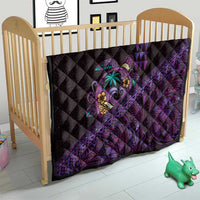 Hawaiian Abstract Sea Turtle Quilt Polynesian Tapa Art and Kakau Tattoo Purple WaterColor - Polynesian Pride