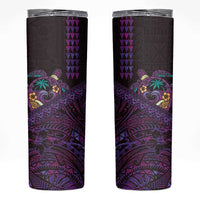 Hawaiian Abstract Sea Turtle Skinny Tumbler Polynesian Tapa Art and Kakau Tattoo Purple WaterColor - Polynesian Pride
