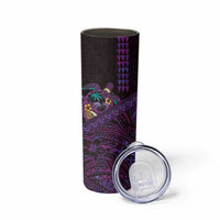 Hawaiian Abstract Sea Turtle Skinny Tumbler Polynesian Tapa Art and Kakau Tattoo Purple WaterColor - Polynesian Pride