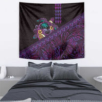Hawaiian Abstract Sea Turtle Tapestry Polynesian Tapa Art and Kakau Tattoo Purple WaterColor - Polynesian Pride