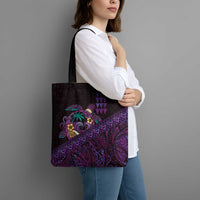 Hawaiian Abstract Sea Turtle Tote Bag Polynesian Tapa Art and Kakau Tattoo Purple WaterColor - Polynesian Pride