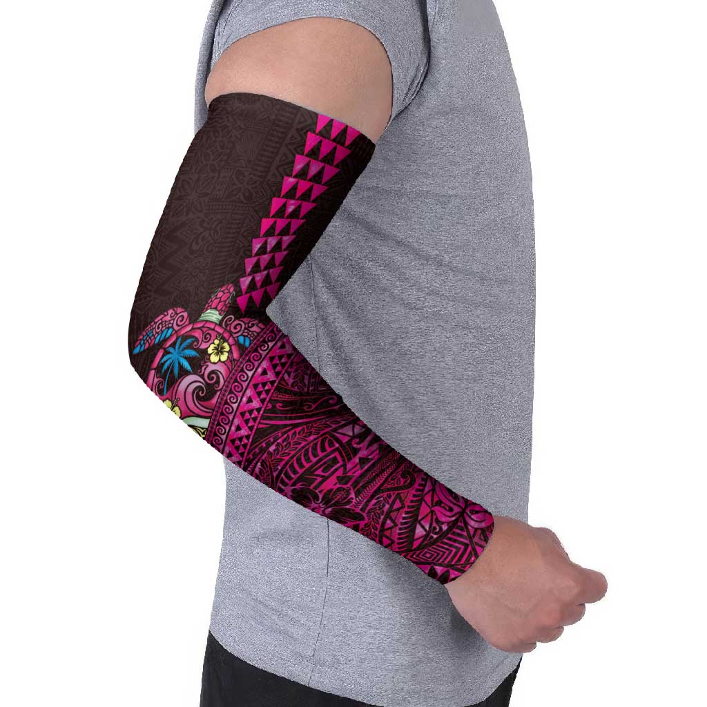 Hawaiian Abstract Sea Turtle Arm Sleeves Polynesian Tapa Art and Kakau Tattoo Pink WaterColor - Polynesian Pride
