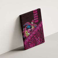 Hawaiian Abstract Sea Turtle Canvas Wall Art Polynesian Tapa Art and Kakau Tattoo Pink WaterColor - Polynesian Pride