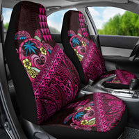 Hawaiian Abstract Sea Turtle Car Seat Cover Polynesian Tapa Art and Kakau Tattoo Pink WaterColor - Polynesian Pride
