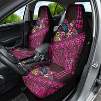 Hawaiian Abstract Sea Turtle Car Seat Cover Polynesian Tapa Art and Kakau Tattoo Pink WaterColor - Polynesian Pride