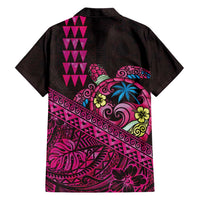 Hawaiian Abstract Sea Turtle Hawaiian Shirt Polynesian Tapa Art and Kakau Tattoo Pink WaterColor - Polynesian Pride