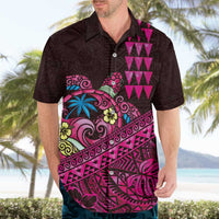 Hawaiian Abstract Sea Turtle Hawaiian Shirt Polynesian Tapa Art and Kakau Tattoo Pink WaterColor - Polynesian Pride