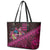 Hawaiian Abstract Sea Turtle Leather Tote Bag Polynesian Tapa Art and Kakau Tattoo Pink WaterColor - Polynesian Pride