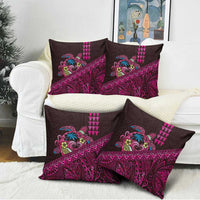 Hawaiian Abstract Sea Turtle Pillow Cover Polynesian Tapa Art and Kakau Tattoo Pink WaterColor - Polynesian Pride