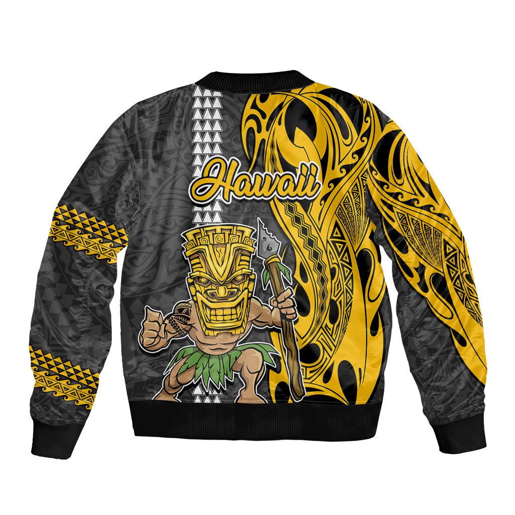 Hawaii Island Bomber Jacket Hawaiian Warrior and Kakau Symbols Abstract Tattoo LT03 - Polynesian Pride