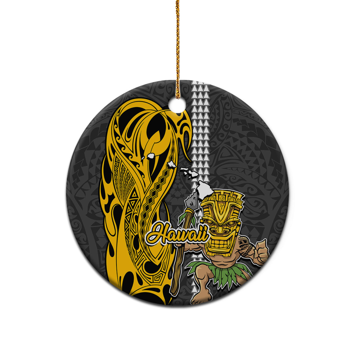 Hawaii Hawaii Island Ceramic Ornament Hawaiian Warrior and Kakau Symbols Abstract Tattoo LT03 - Polynesian Pride
