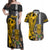 Hawaii Island Couples Matching Off Shoulder Maxi Dress and Hawaiian Shirt Hawaiian Warrior and Kakau Symbols Abstract Tattoo LT03 Yellow - Polynesian Pride