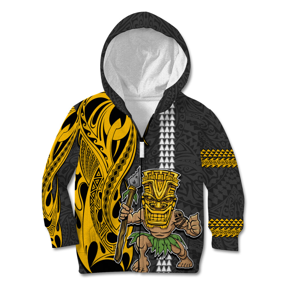 Hawaii Island Kid Hoodie Hawaiian Warrior and Kakau Symbols Abstract Tattoo LT03 - Polynesian Pride