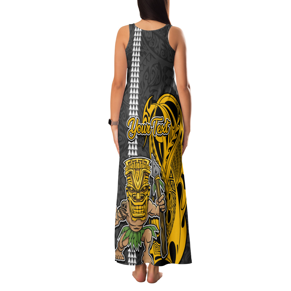 Custom Hawaii Island Family Matching Tank Maxi Dress and Hawaiian Shirt Hawaiian Warrior and Kakau Symbols Abstract Tattoo LT03 - Polynesian Pride