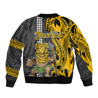 Custom Hawaii Island Sleeve Zip Bomber Jacket Hawaiian Warrior and Kakau Symbols Abstract Tattoo LT03 - Polynesian Pride