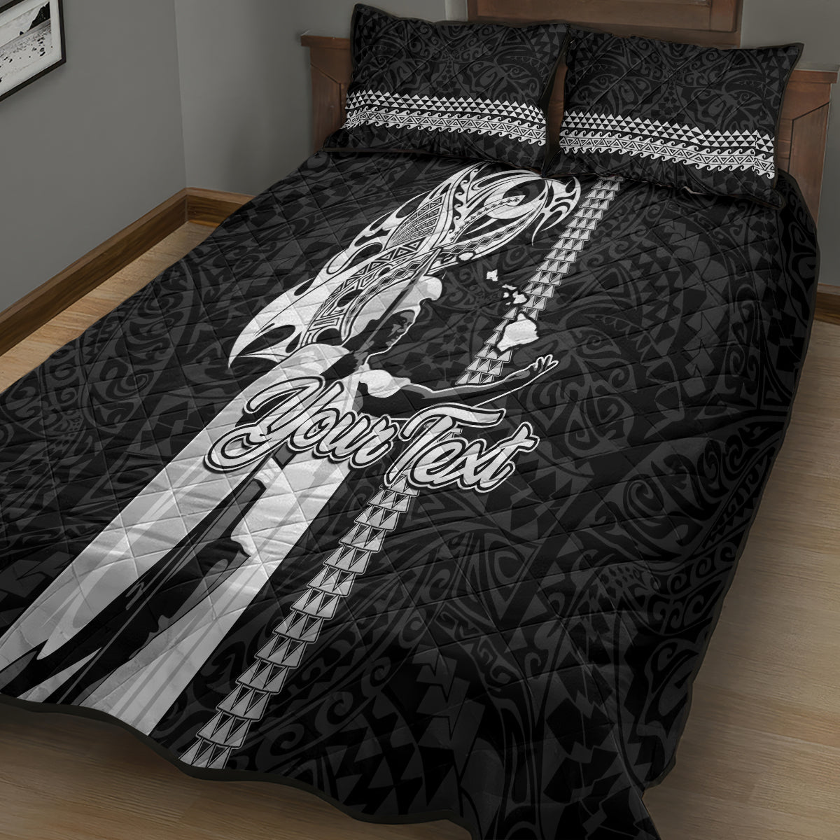 Custom Hawaii Island Quilt Bed Set Hawaiian King and Kakau Symbols Abstract Shoulder Tattoo LT03 - Polynesian Pride