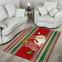 Kiribati Christmas Area Rug Santa With Gift Bag Behind Ribbons Seamless Red Maori LT03 - Polynesian Pride