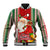 Kiribati Christmas Baseball Jacket Santa With Gift Bag Behind Ribbons Seamless Red Maori LT03 Unisex Red - Polynesian Pride