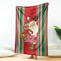 Kiribati Christmas Blanket Santa With Gift Bag Behind Ribbons Seamless Red Maori LT03 Red - Polynesian Pride