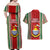 Kiribati Christmas Couples Matching Off Shoulder Maxi Dress and Hawaiian Shirt Santa With Gift Bag Behind Ribbons Seamless Red Maori LT03 - Polynesian Pride