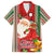 Kiribati Christmas Family Matching Long Sleeve Bodycon Dress and Hawaiian Shirt Santa With Gift Bag Behind Ribbons Seamless Red Maori LT03 Dad's Shirt - Short Sleeve Red - Polynesian Pride