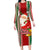 Kiribati Christmas Family Matching Long Sleeve Bodycon Dress and Hawaiian Shirt Santa With Gift Bag Behind Ribbons Seamless Red Maori LT03 Mom's Dress Red - Polynesian Pride