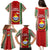 Kiribati Christmas Family Matching Puletasi Dress and Hawaiian Shirt Santa With Gift Bag Behind Ribbons Seamless Red Maori LT03 - Polynesian Pride