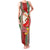 Kiribati Christmas Family Matching Tank Maxi Dress and Hawaiian Shirt Santa With Gift Bag Behind Ribbons Seamless Red Maori LT03 Mom's Dress Red - Polynesian Pride