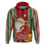 Kiribati Christmas Hoodie Santa With Gift Bag Behind Ribbons Seamless Red Maori LT03 Red - Polynesian Pride