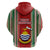 Kiribati Christmas Hoodie Santa With Gift Bag Behind Ribbons Seamless Red Maori LT03 - Polynesian Pride