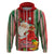 Kiribati Christmas Hoodie Santa With Gift Bag Behind Ribbons Seamless Red Maori LT03 - Polynesian Pride