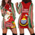 Kiribati Christmas Hoodie Dress Santa With Gift Bag Behind Ribbons Seamless Red Maori LT03 - Polynesian Pride