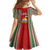 Kiribati Christmas Kid Short Sleeve Dress Santa With Gift Bag Behind Ribbons Seamless Red Maori LT03 - Polynesian Pride