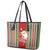 Kiribati Christmas Leather Tote Bag Santa With Gift Bag Behind Ribbons Seamless Red Maori LT03 - Polynesian Pride