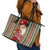 Kiribati Christmas Leather Tote Bag Santa With Gift Bag Behind Ribbons Seamless Red Maori LT03 - Polynesian Pride