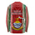 Kiribati Christmas Long Sleeve Shirt Santa With Gift Bag Behind Ribbons Seamless Red Maori LT03 - Polynesian Pride