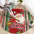 Kiribati Christmas Round Carpet Santa With Gift Bag Behind Ribbons Seamless Red Maori LT03 - Polynesian Pride