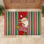 Kiribati Christmas Rubber Doormat Santa With Gift Bag Behind Ribbons Seamless Red Maori LT03 - Polynesian Pride