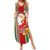 Kiribati Christmas Summer Maxi Dress Santa With Gift Bag Behind Ribbons Seamless Red Maori LT03 Women Red - Polynesian Pride