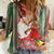 Kiribati Christmas Women Casual Shirt Santa With Gift Bag Behind Ribbons Seamless Red Maori LT03 Female Red - Polynesian Pride