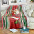 Custom Kiribati Christmas Blanket Santa With Gift Bag Behind Ribbons Seamless Red Maori LT03 - Polynesian Pride