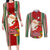 Custom Kiribati Christmas Couples Matching Long Sleeve Bodycon Dress and Long Sleeve Button Shirts Santa With Gift Bag Behind Ribbons Seamless Red Maori LT03 Red - Polynesian Pride